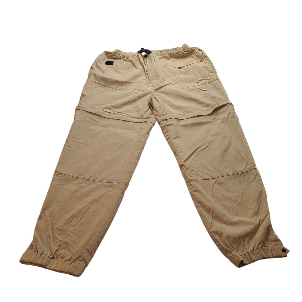LL Bean Men's Large Convertible Hiking Pants 32" Inseam Khaki Tan Ripstop Zip
